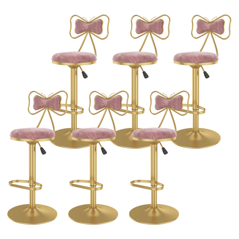 Glam Rotatable Backrest Counter Stool Steel Kitchen Bar Stool with Cushion and Pedal
