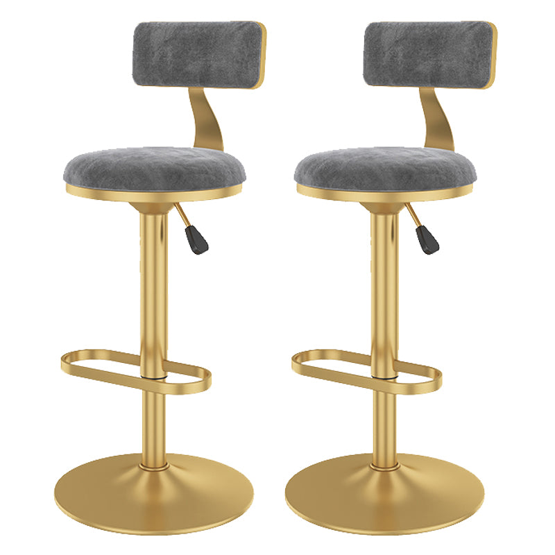Glam Rotatable Backrest Counter Stool Steel Kitchen Bar Stool with Cushion and Pedal