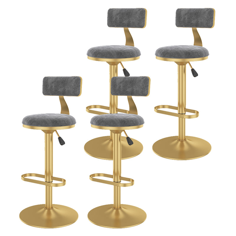 Glam Rotatable Backrest Counter Stool Steel Kitchen Bar Stool with Cushion and Pedal