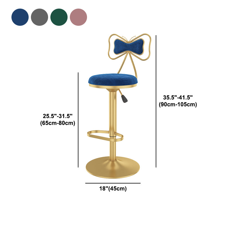 Glam Rotatable Backrest Counter Stool Steel Kitchen Bar Stool with Cushion and Pedal