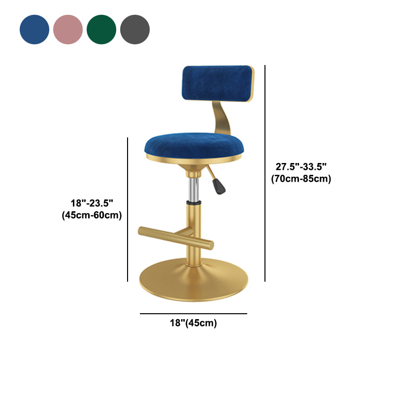 Glam Rotatable Backrest Counter Stool Steel Kitchen Bar Stool with Cushion and Pedal