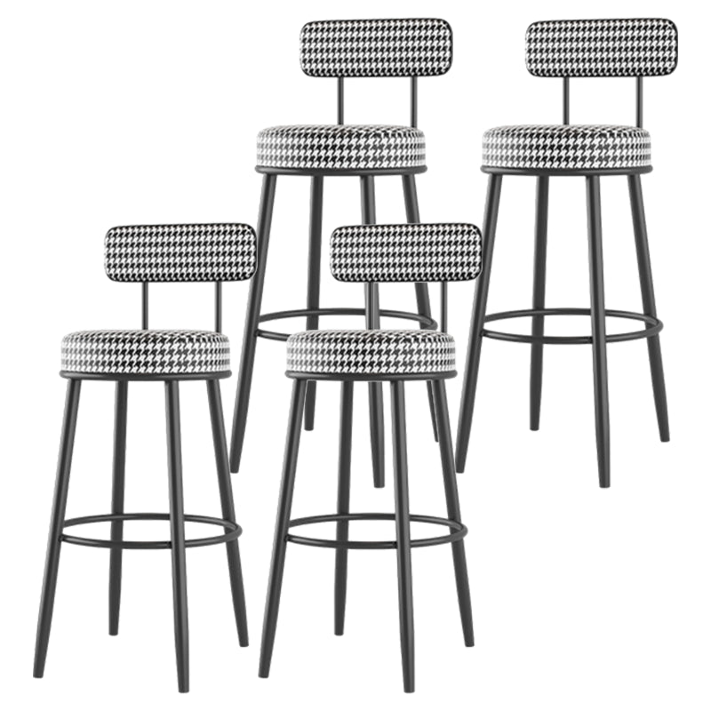 Modern Backrest Armless Counter Stool Iron Cafe Bar Stool with Cushion and Pedal