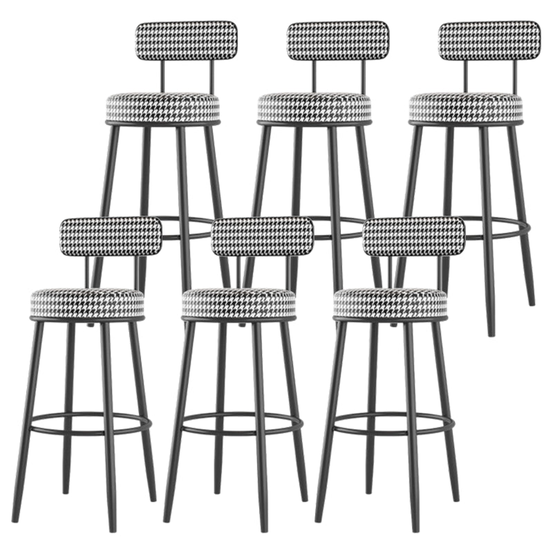 Modern Backrest Armless Counter Stool Iron Cafe Bar Stool with Cushion and Pedal
