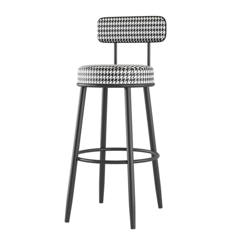 Modern Backrest Armless Counter Stool Iron Cafe Bar Stool with Cushion and Pedal