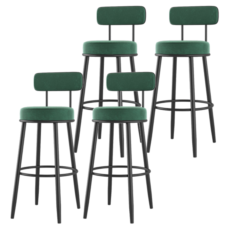 Modern Backrest Armless Counter Stool Iron Cafe Bar Stool with Cushion and Pedal