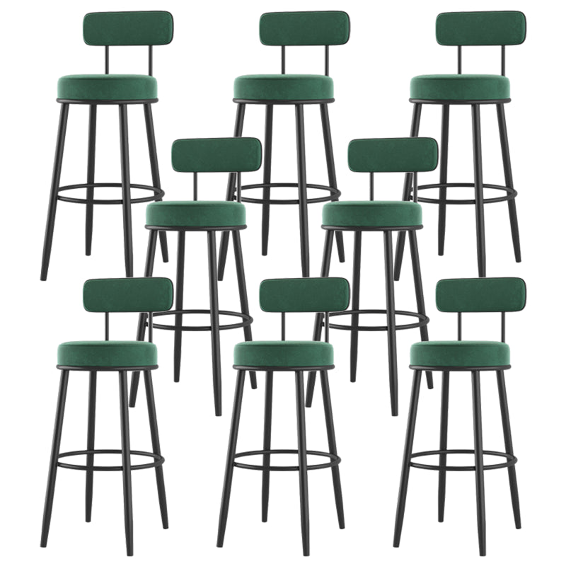 Modern Backrest Armless Counter Stool Iron Cafe Bar Stool with Cushion and Pedal