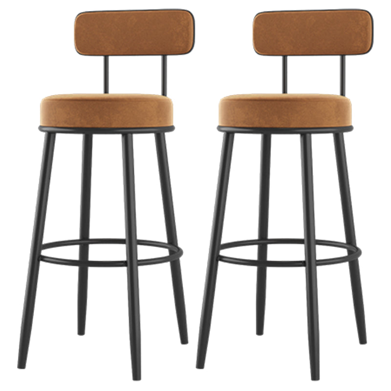 Modern Backrest Armless Counter Stool Iron Cafe Bar Stool with Cushion and Pedal
