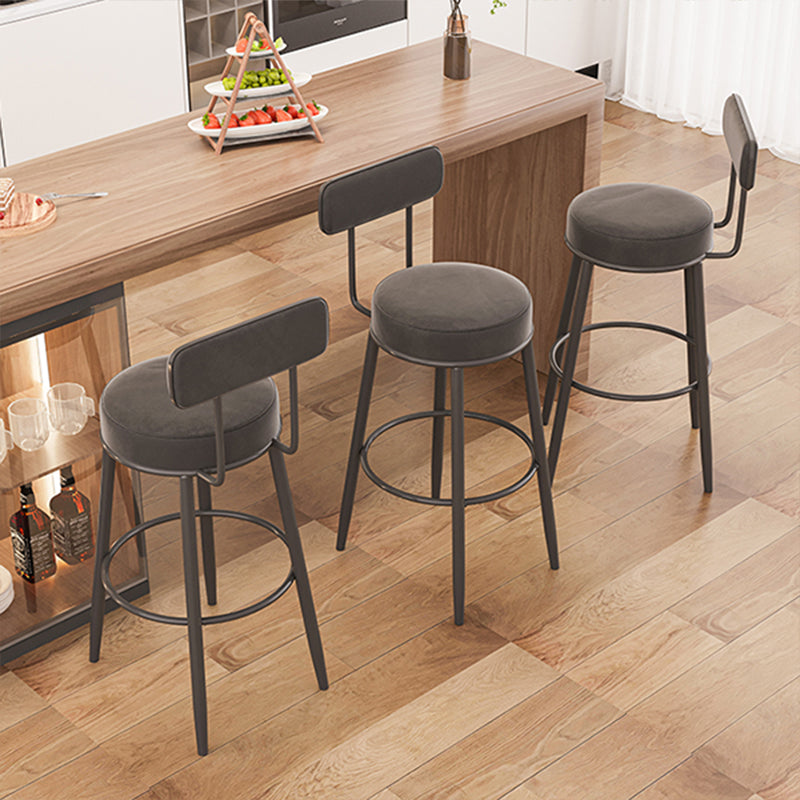 Modern Backrest Armless Counter Stool Iron Cafe Bar Stool with Cushion and Pedal