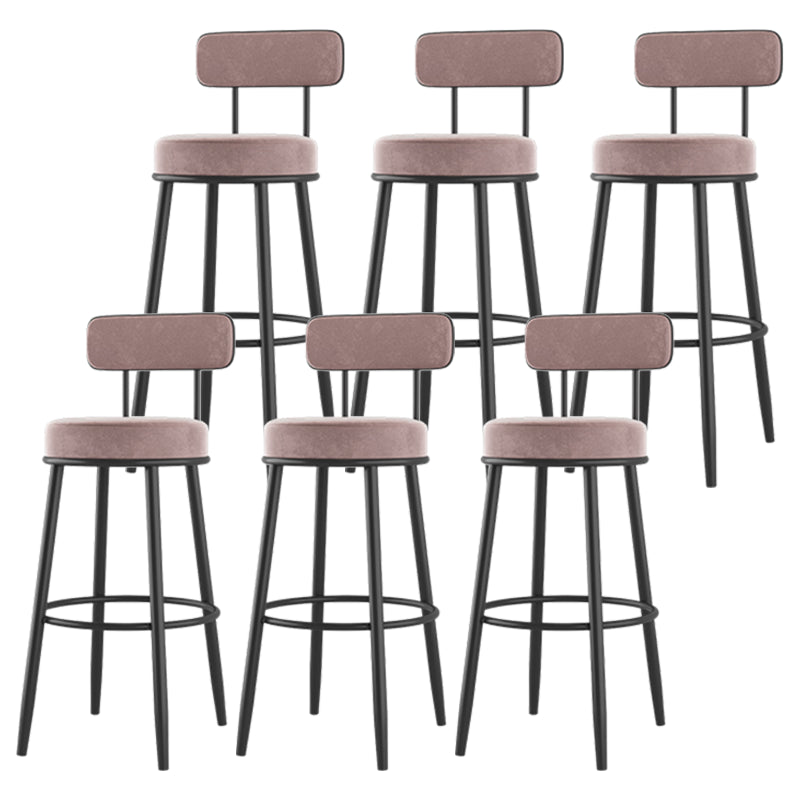 Modern Backrest Armless Counter Stool Iron Cafe Bar Stool with Cushion and Pedal