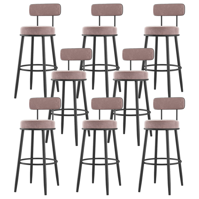 Modern Backrest Armless Counter Stool Iron Cafe Bar Stool with Cushion and Pedal