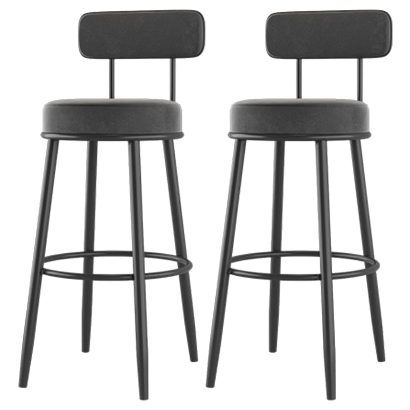 Modern Backrest Armless Counter Stool Iron Cafe Bar Stool with Cushion and Pedal