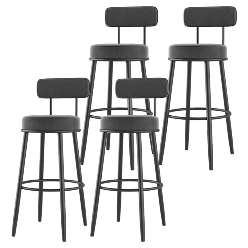 Modern Backrest Armless Counter Stool Iron Cafe Bar Stool with Cushion and Pedal