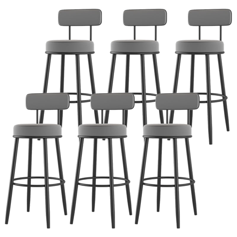 Modern Backrest Armless Counter Stool Iron Cafe Bar Stool with Cushion and Pedal