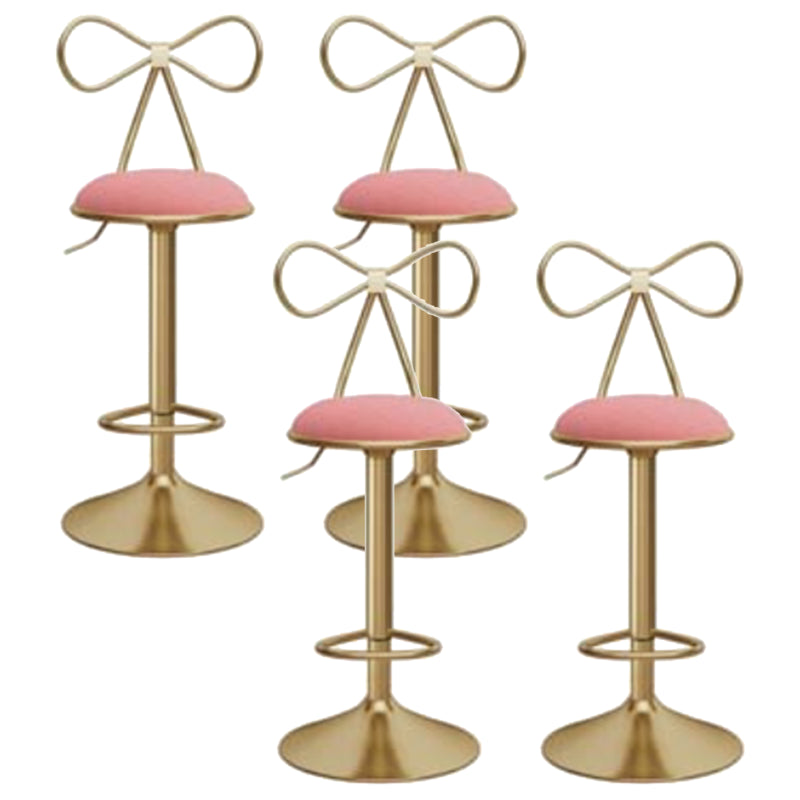 Glam Liftable Backrest Counter Stool Iron Kitchen Bar Stool with Velvet Cushion and Pedal
