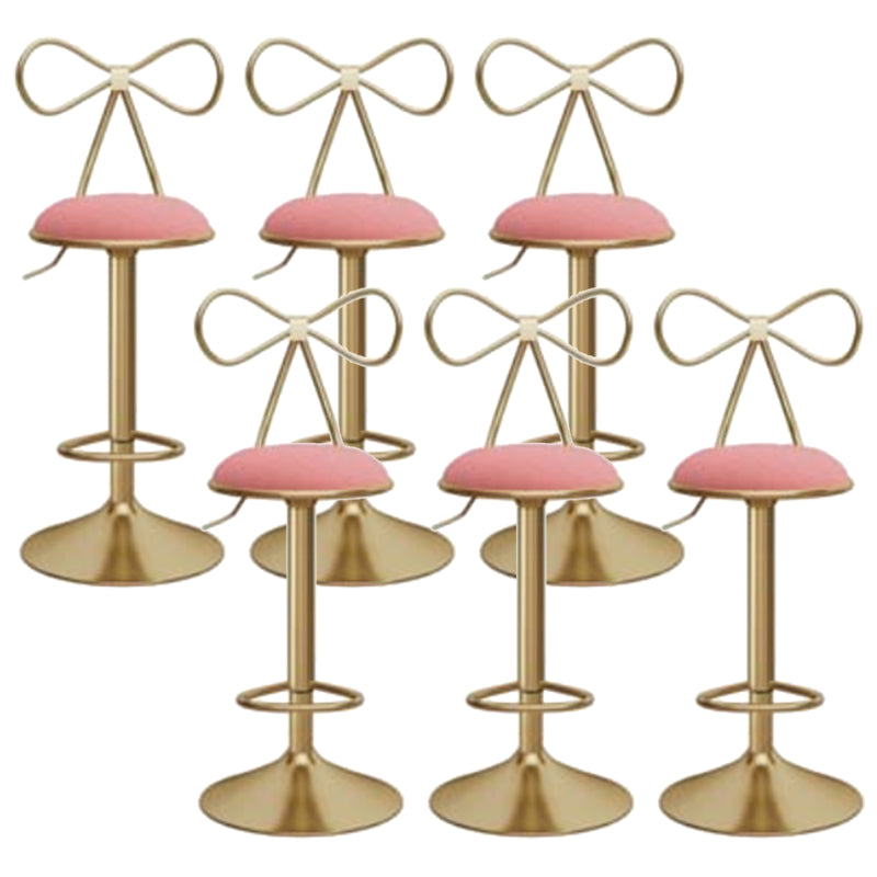 Glam Liftable Backrest Counter Stool Iron Kitchen Bar Stool with Velvet Cushion and Pedal