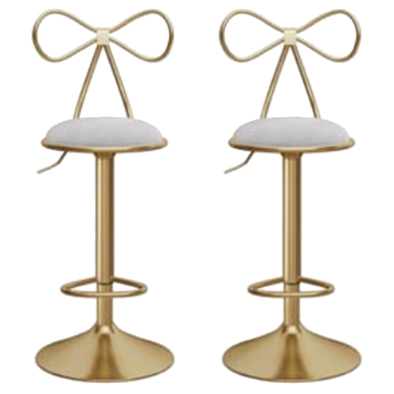 Glam Liftable Backrest Counter Stool Iron Kitchen Bar Stool with Velvet Cushion and Pedal