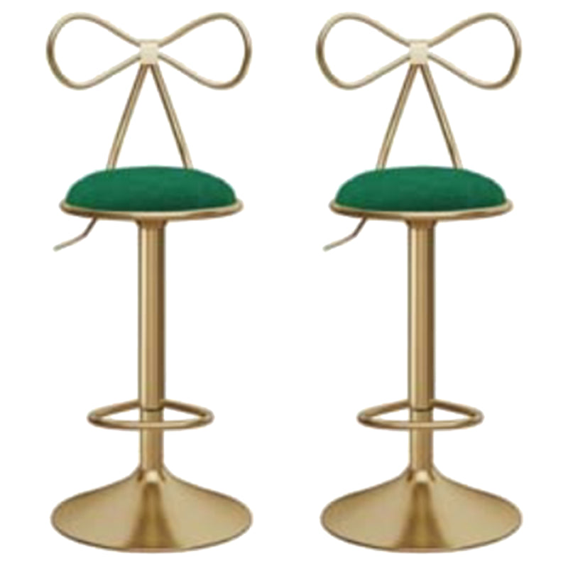 Glam Liftable Backrest Counter Stool Iron Kitchen Bar Stool with Velvet Cushion and Pedal
