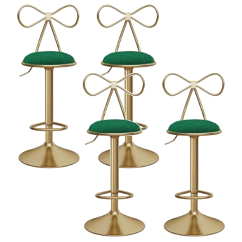 Glam Liftable Backrest Counter Stool Iron Kitchen Bar Stool with Velvet Cushion and Pedal
