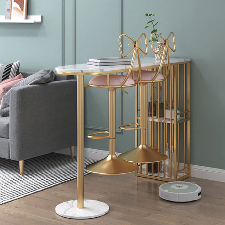 Glam Liftable Backrest Counter Stool Iron Kitchen Bar Stool with Velvet Cushion and Pedal