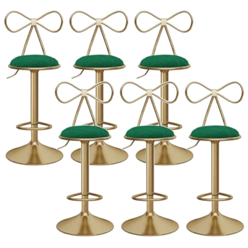 Glam Liftable Backrest Counter Stool Iron Kitchen Bar Stool with Velvet Cushion and Pedal