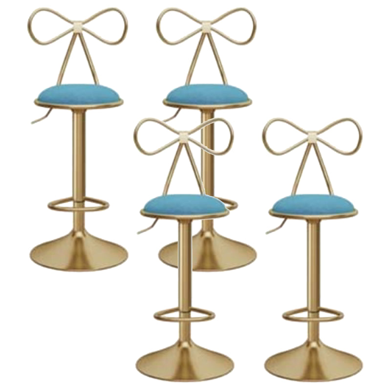 Glam Liftable Backrest Counter Stool Iron Kitchen Bar Stool with Velvet Cushion and Pedal