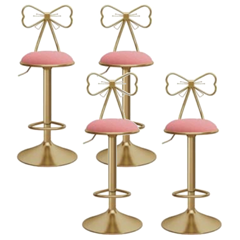 Glam Liftable Backrest Counter Stool Iron Kitchen Bar Stool with Velvet Cushion and Pedal