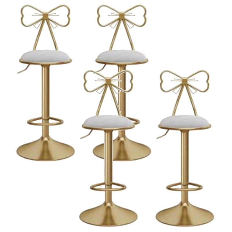 Glam Liftable Backrest Counter Stool Iron Kitchen Bar Stool with Velvet Cushion and Pedal