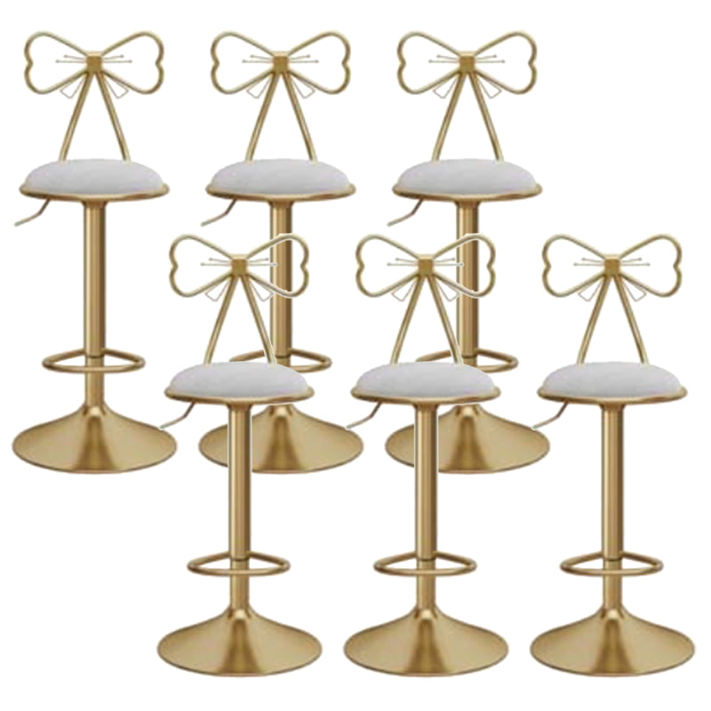 Glam Liftable Backrest Counter Stool Iron Kitchen Bar Stool with Velvet Cushion and Pedal