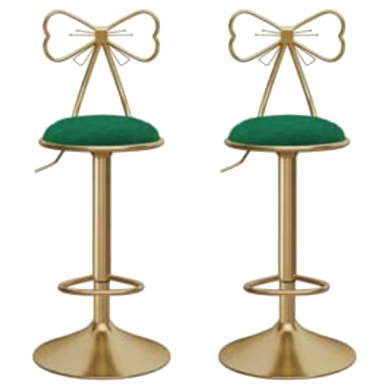 Glam Liftable Backrest Counter Stool Iron Kitchen Bar Stool with Velvet Cushion and Pedal