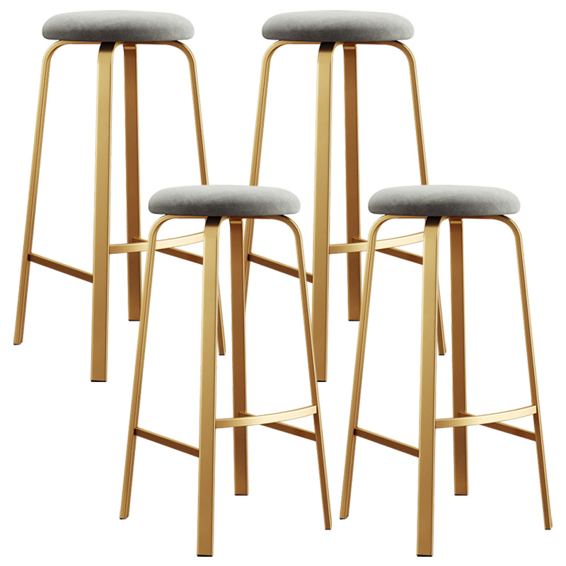 Nordic Armless Backless Counter Stool Iron Cafe Bar Stool with Cushion and Pedal