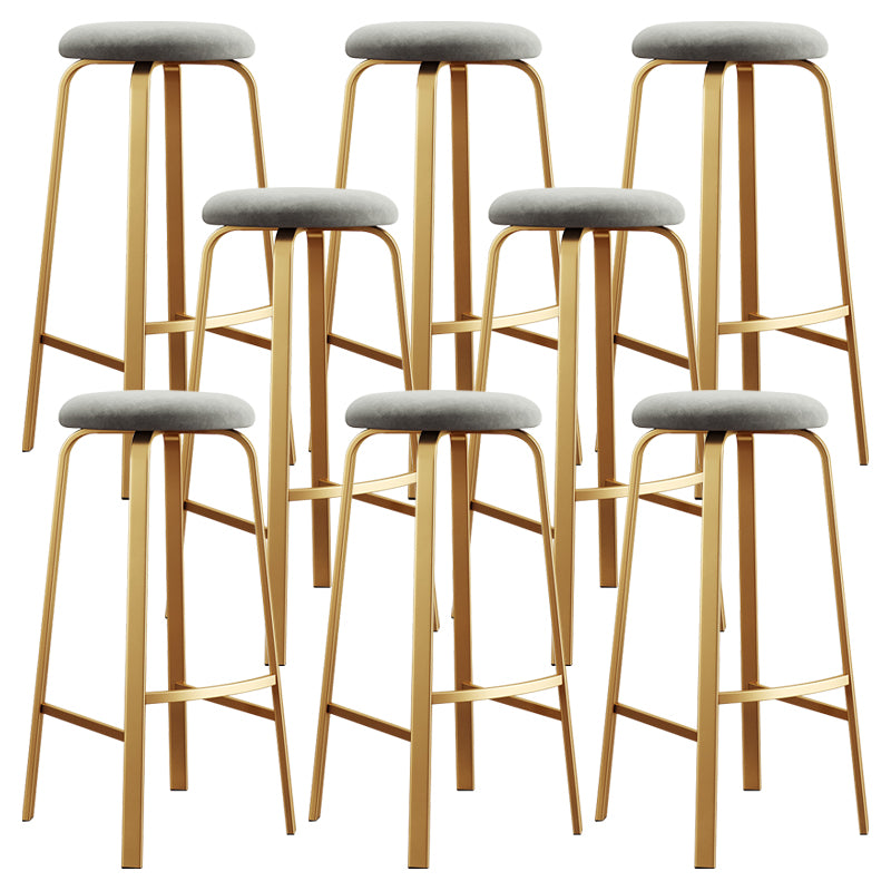 Nordic Armless Backless Counter Stool Iron Cafe Bar Stool with Cushion and Pedal