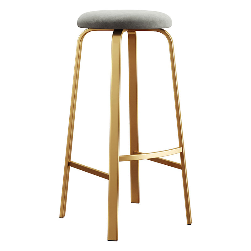 Nordic Armless Backless Counter Stool Iron Cafe Bar Stool with Cushion and Pedal
