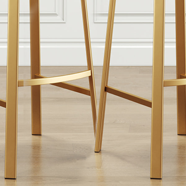 Nordic Armless Backless Counter Stool Iron Cafe Bar Stool with Cushion and Pedal
