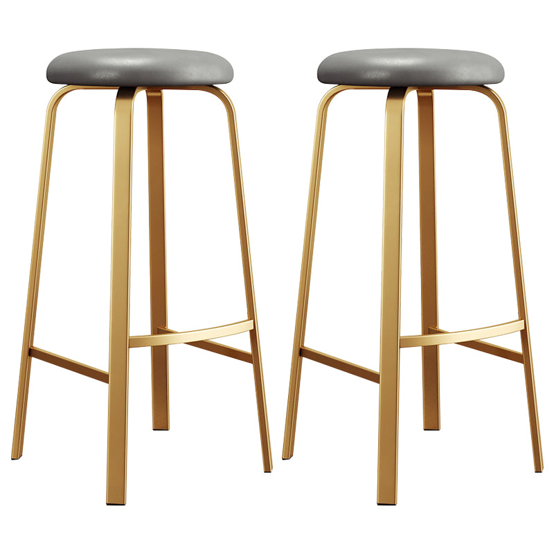 Nordic Armless Backless Counter Stool Iron Cafe Bar Stool with Cushion and Pedal