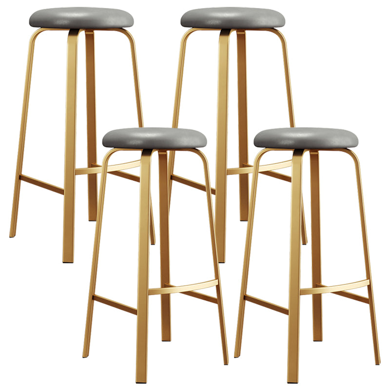 Nordic Armless Backless Counter Stool Iron Cafe Bar Stool with Cushion and Pedal