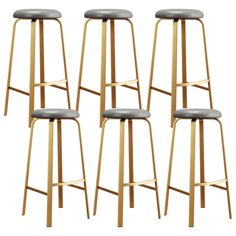 Nordic Armless Backless Counter Stool Iron Cafe Bar Stool with Cushion and Pedal