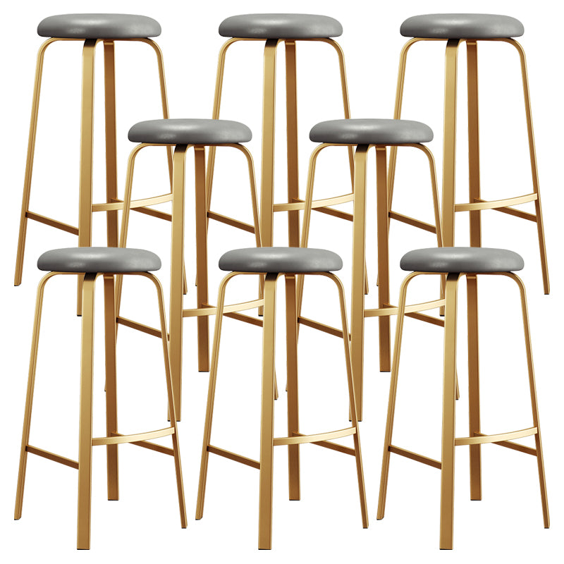 Nordic Armless Backless Counter Stool Iron Cafe Bar Stool with Cushion and Pedal
