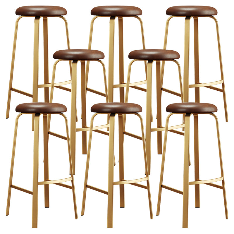 Nordic Armless Backless Counter Stool Iron Cafe Bar Stool with Cushion and Pedal
