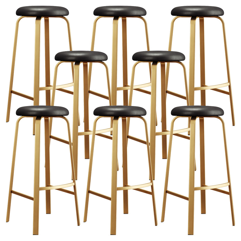 Nordic Armless Backless Counter Stool Iron Cafe Bar Stool with Cushion and Pedal