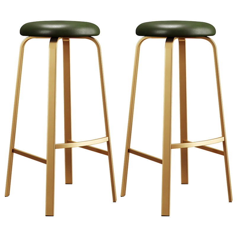 Nordic Armless Backless Counter Stool Iron Cafe Bar Stool with Cushion and Pedal