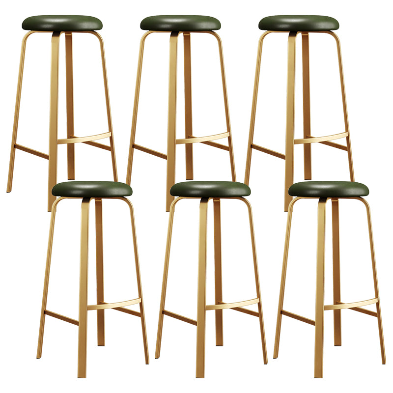 Nordic Armless Backless Counter Stool Iron Cafe Bar Stool with Cushion and Pedal
