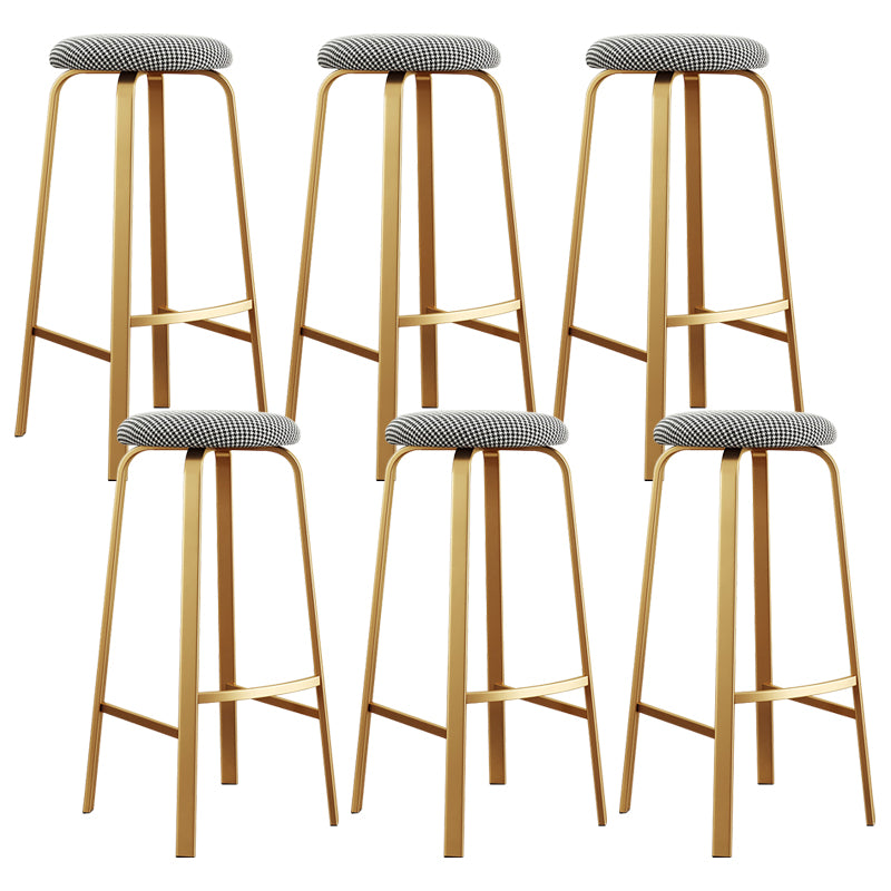 Nordic Armless Backless Counter Stool Iron Cafe Bar Stool with Cushion and Pedal