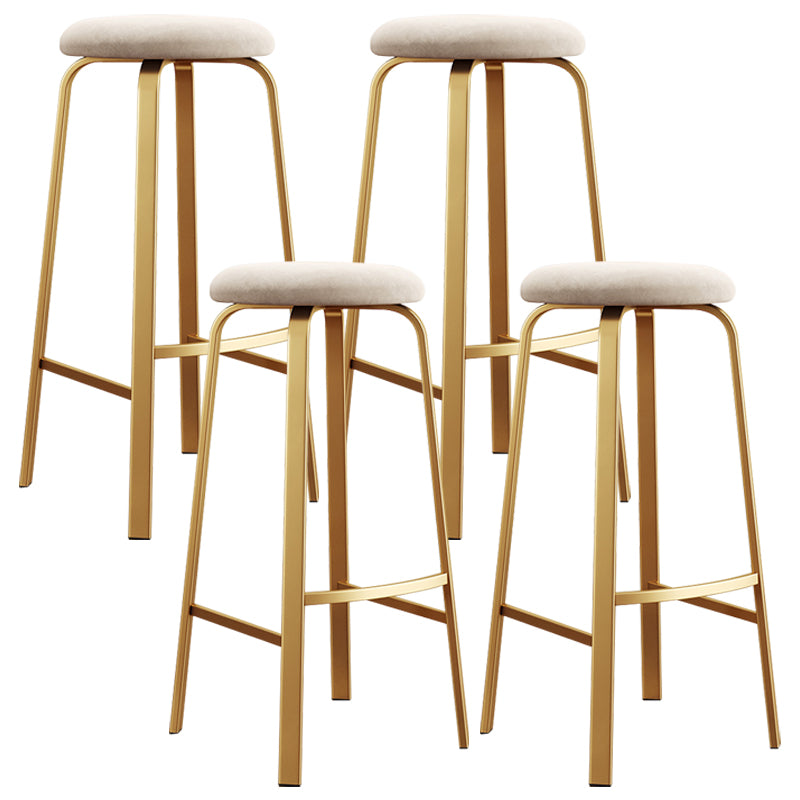 Nordic Armless Backless Counter Stool Iron Cafe Bar Stool with Cushion and Pedal