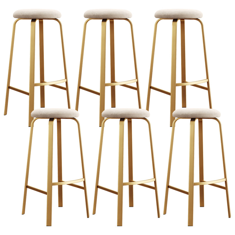 Nordic Armless Backless Counter Stool Iron Cafe Bar Stool with Cushion and Pedal