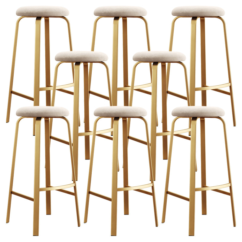Nordic Armless Backless Counter Stool Iron Cafe Bar Stool with Cushion and Pedal