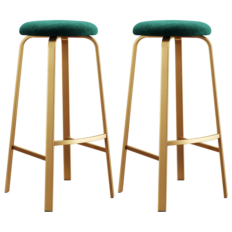 Nordic Armless Backless Counter Stool Iron Cafe Bar Stool with Cushion and Pedal