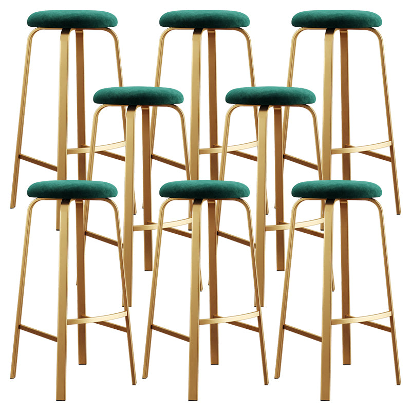 Nordic Armless Backless Counter Stool Iron Cafe Bar Stool with Cushion and Pedal