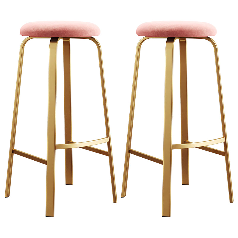 Nordic Armless Backless Counter Stool Iron Cafe Bar Stool with Cushion and Pedal