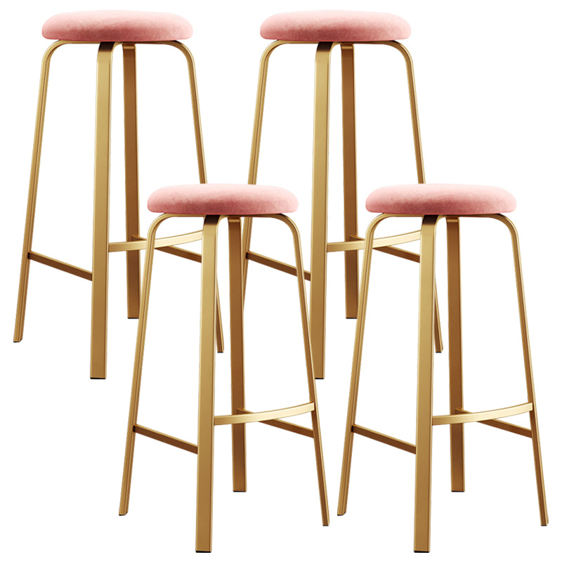 Nordic Armless Backless Counter Stool Iron Cafe Bar Stool with Cushion and Pedal