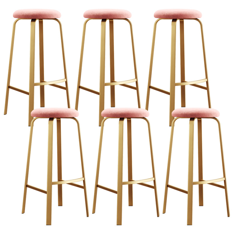 Nordic Armless Backless Counter Stool Iron Cafe Bar Stool with Cushion and Pedal